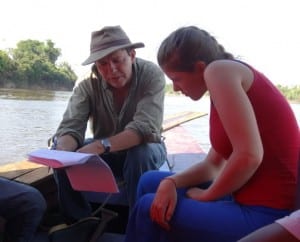 1. Juan Carlos Galeano and FSU student Savannah Murphy. Program Journey to Amazonia 2014. Natural History project