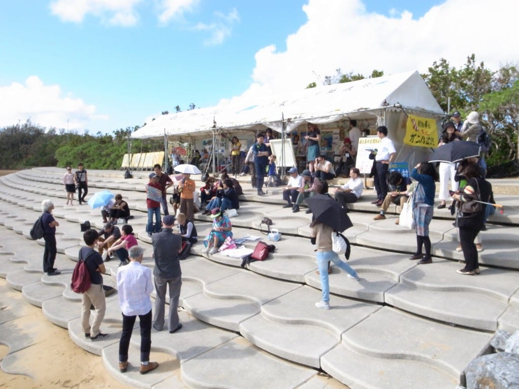 Conference attendees meet with local activists protesting new U.S. military base in Henoko
